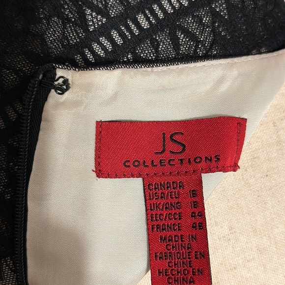 J.S. Collections Black Lace Dress, Size 16 - Picture 7 of 9